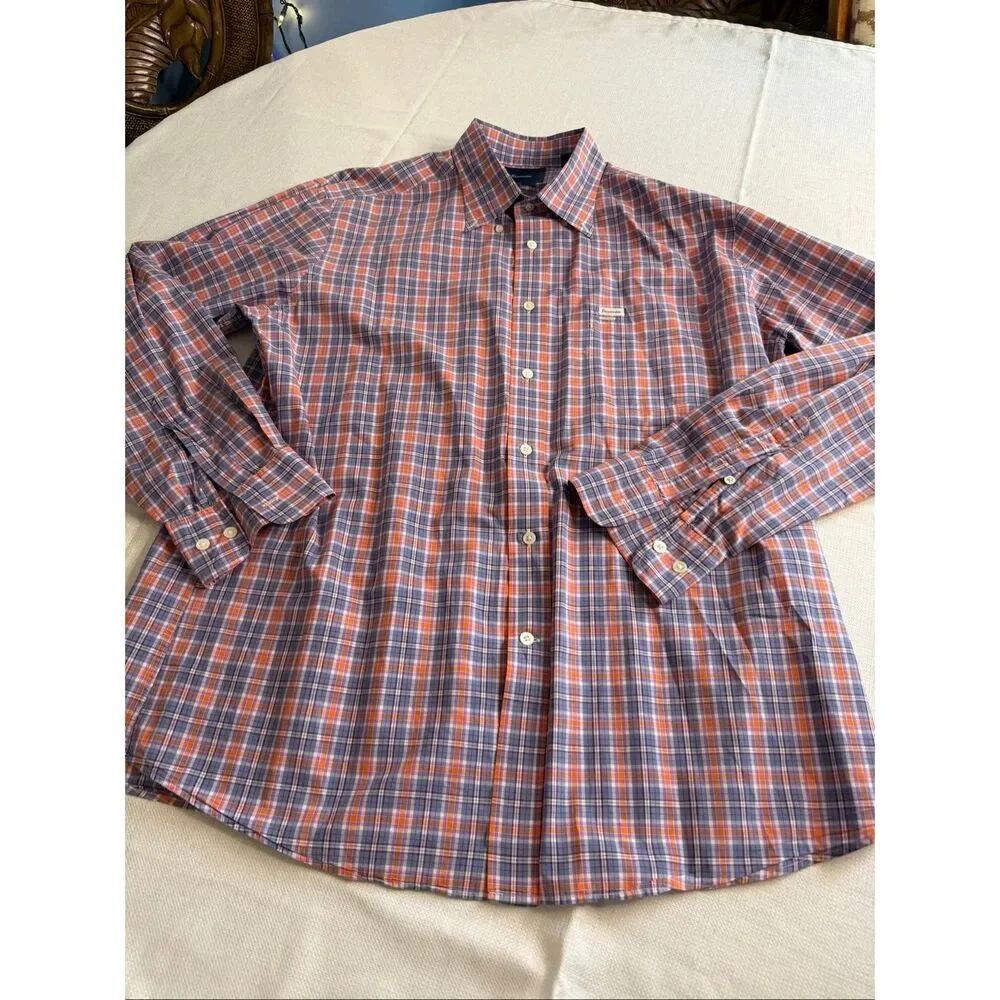 Faconnable Club Purple Plaid Long Sleeve Button Down Men’s Shirt Size XL